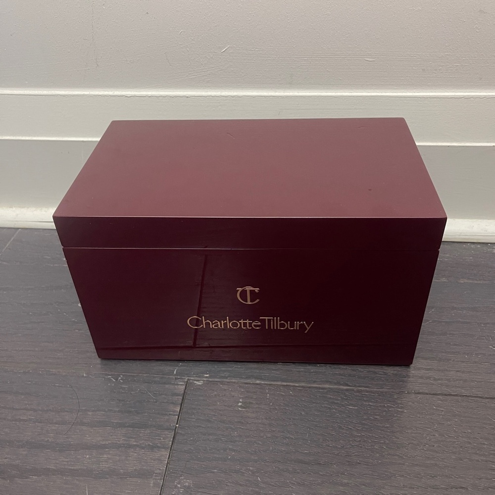 RARE Charlotte Tilbury Burgundy Acrylic Makeup Storage Box Empty Organizer